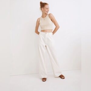 Madewell Cotton-Linen Pleated Wide-Leg Pants Women’s Size 14